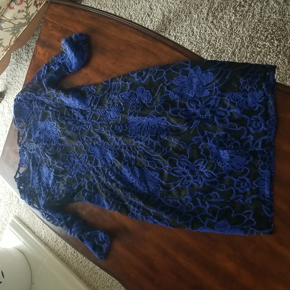 Adrianna Papell formal blue and black lace dress - Picture 3 of 3